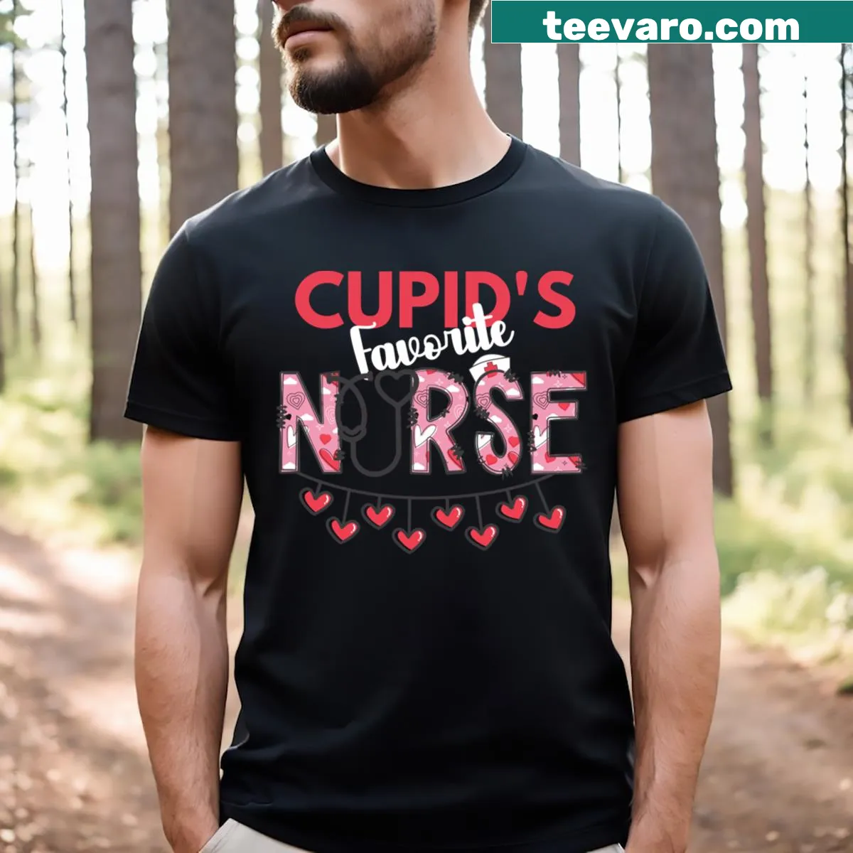Valentine's Day Nurse t-shirt with Cupid's favorite design — on a men's t-shirt