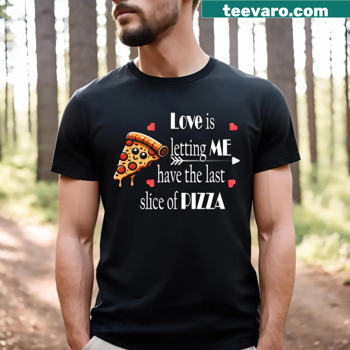 Fun graphic tee celebrating pizza love and the last slice — on a men's t-shirt