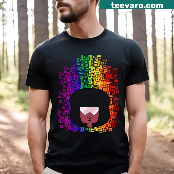 Pride T-shirt featuring a rainbow garnet design