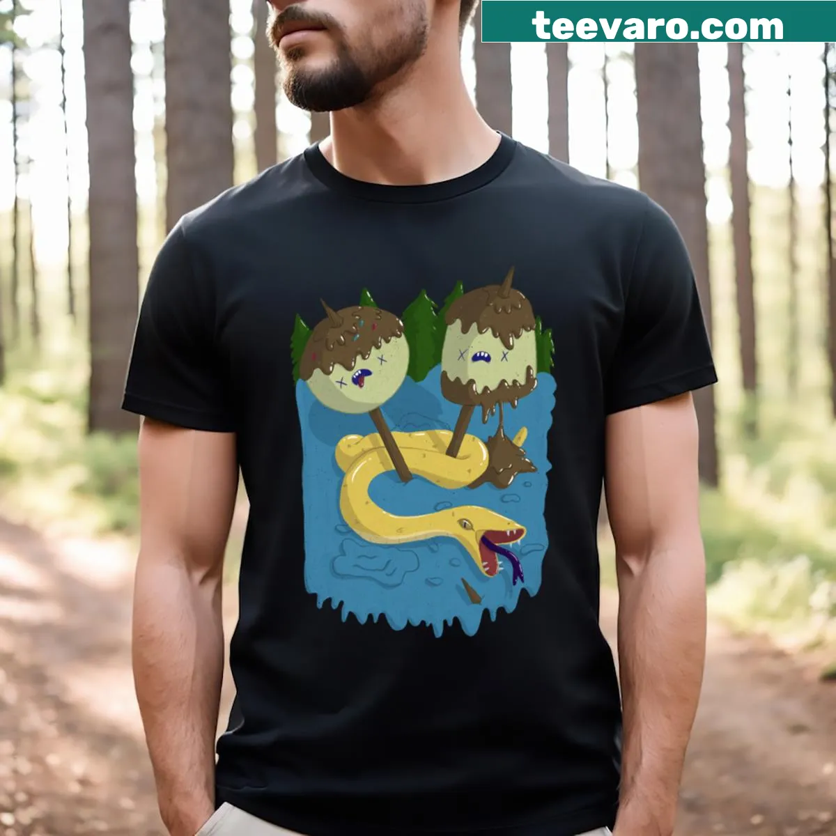 Cartoon T-shirt featuring Princess Bubblegum design — on a men's t-shirt