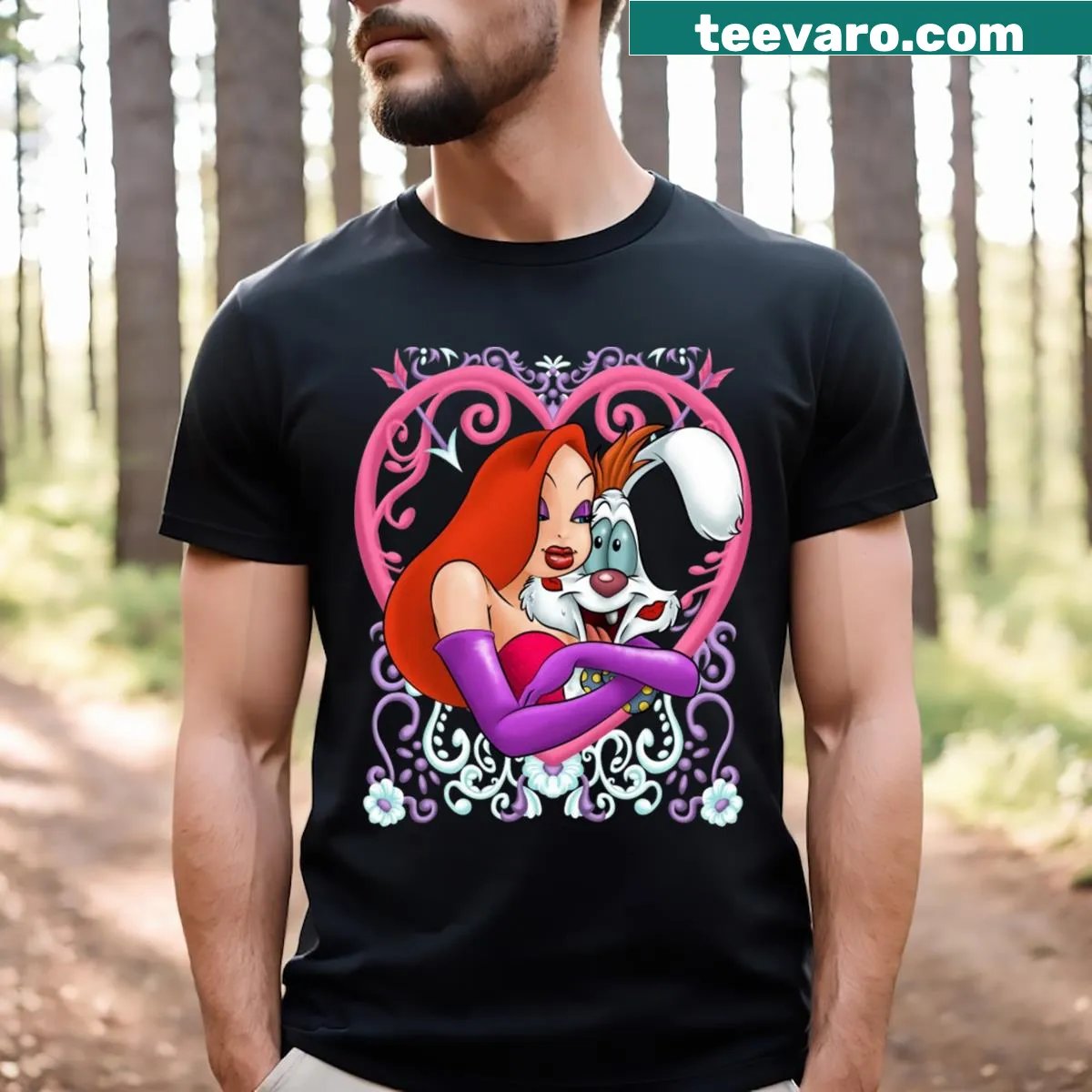 Cute bunny graphic with hearts for Valentine's Day T-shirt for kids — on a men's t-shirt