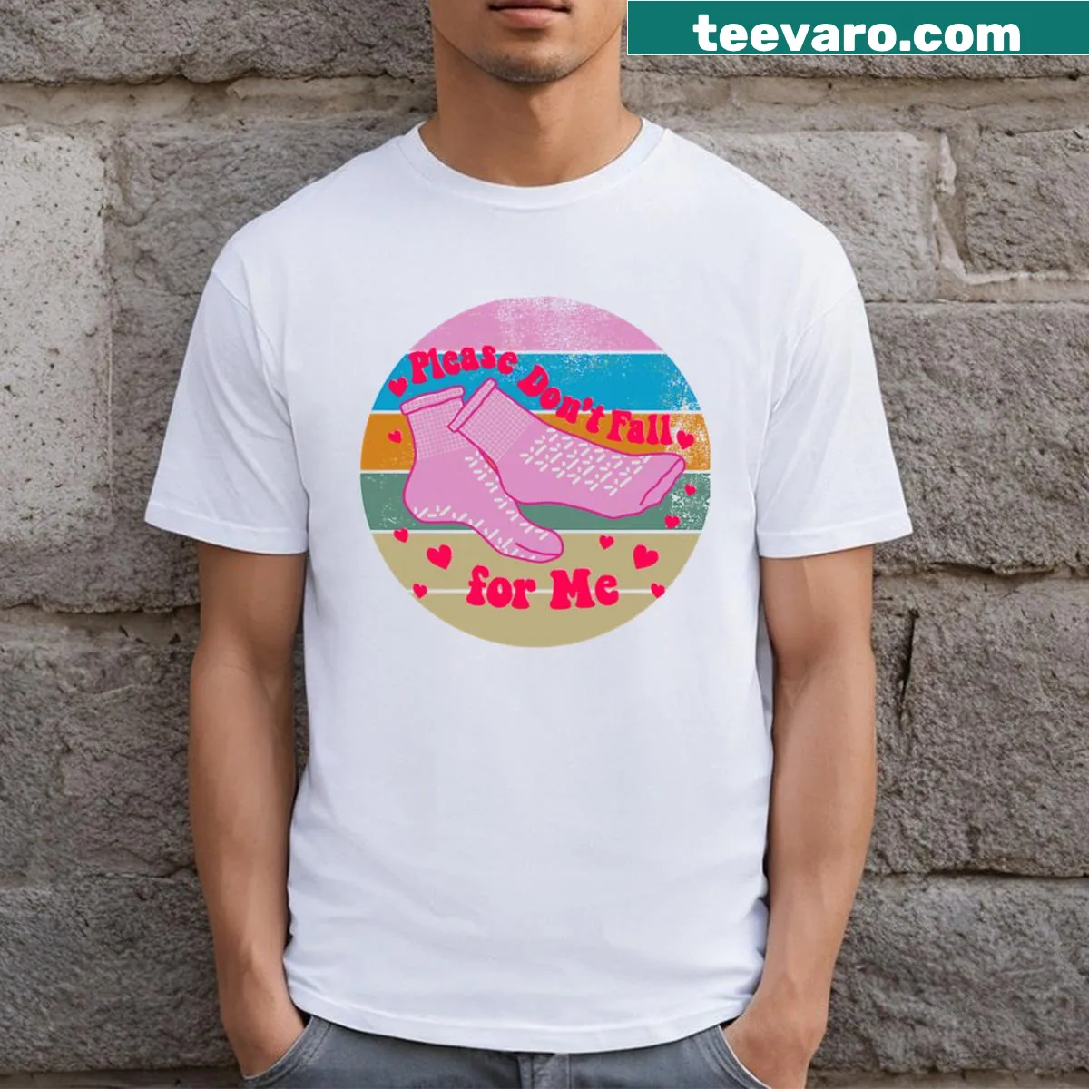 Funny Valentine's nurse T-shirt with Don't Fall For Me graphic — on a men's t-shirt