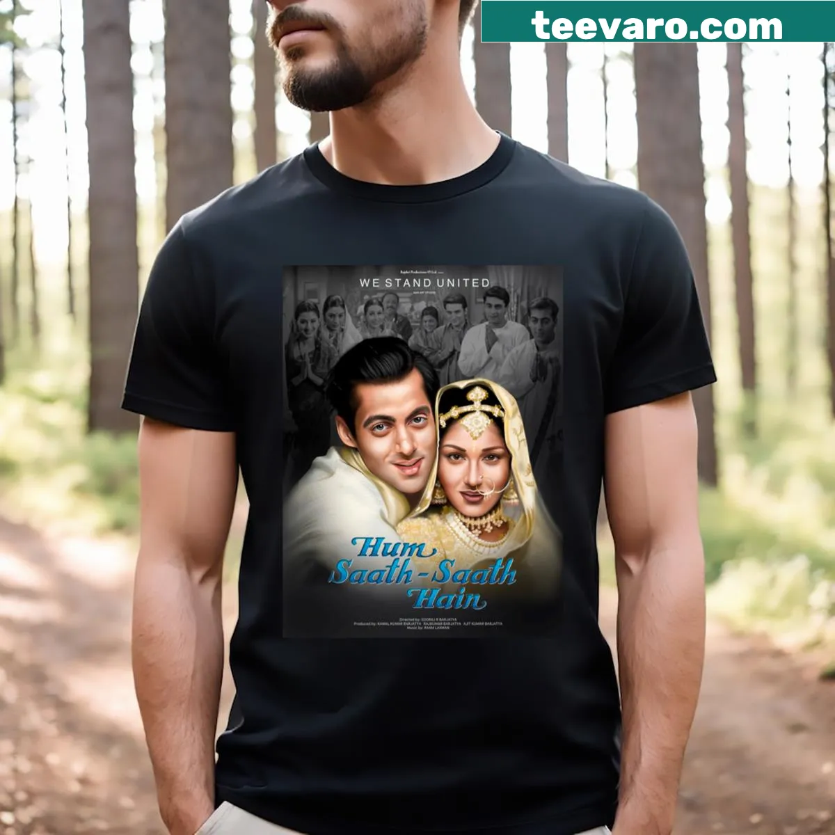Watercolor artwork featuring the phrase 'Salmansaathsaath Hain' on a T-shirt — on a men's t-shirt
