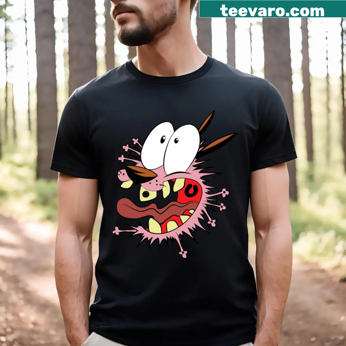 Cartoon screaming dog graphic on a humorous T-shirt — on a men's t-shirt