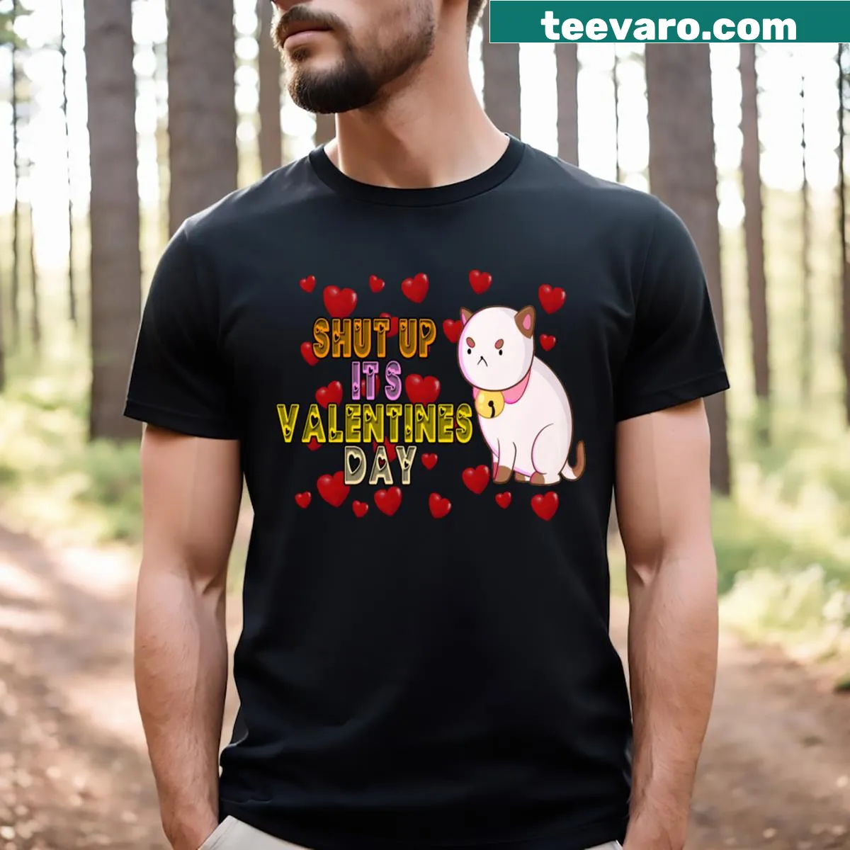 Illustration of Bee and Puppycat with text for Valentine's Day. — on a men's t-shirt