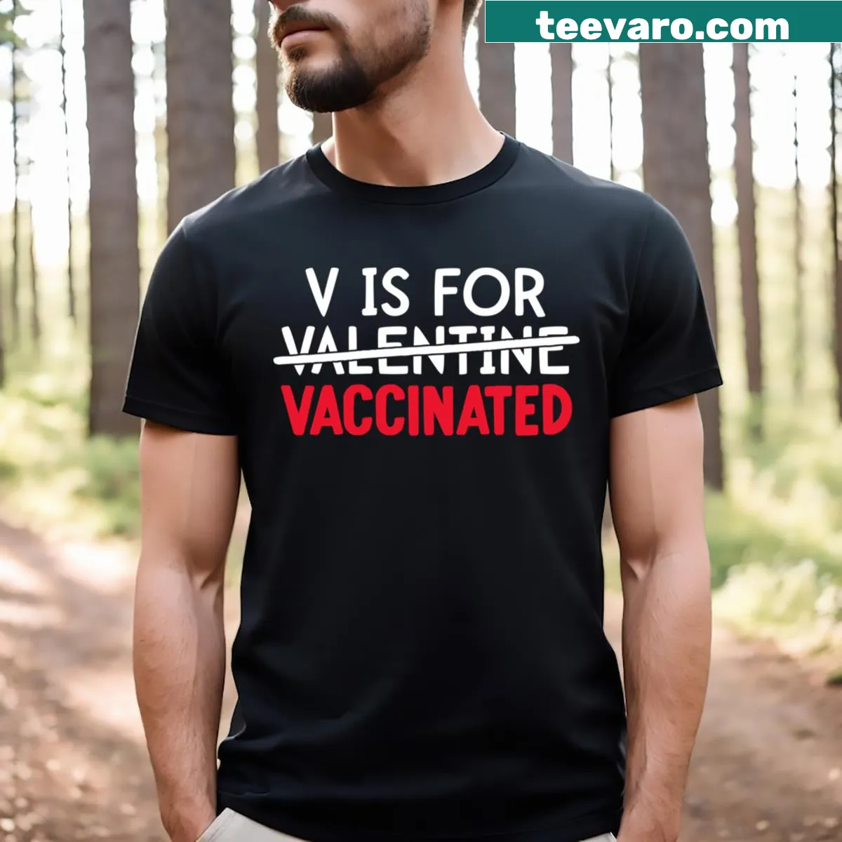 Funny Valentine's Day T-shirt for nurses with vaccination humor — on a men's t-shirt