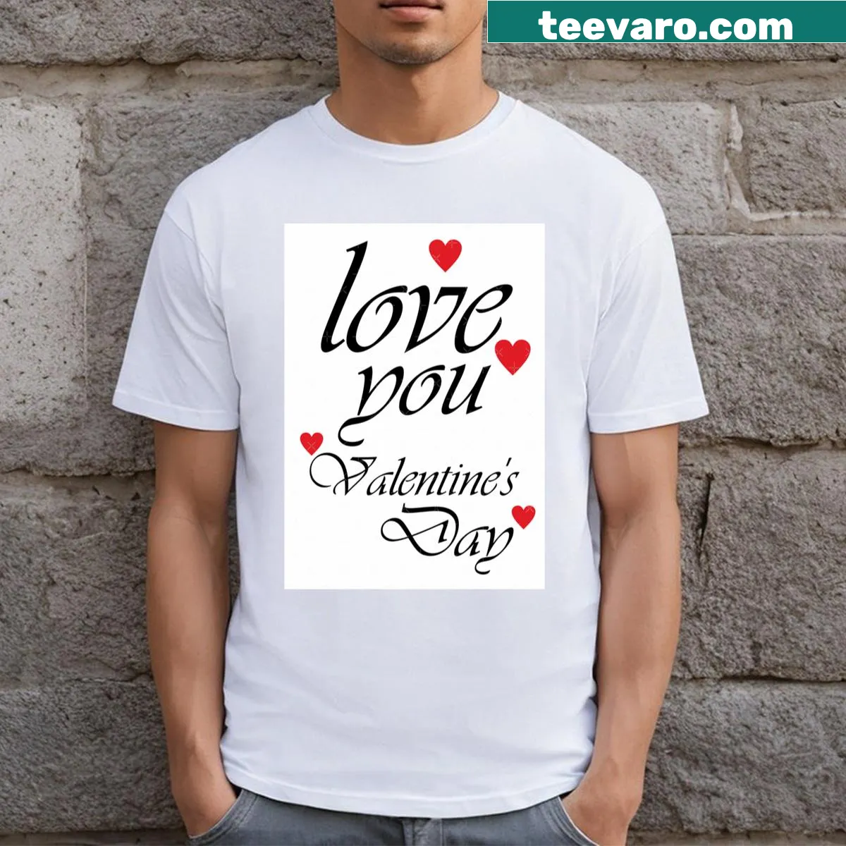 Cute Valentine Love T-shirt with heartwarming graphics — on a men's t-shirt