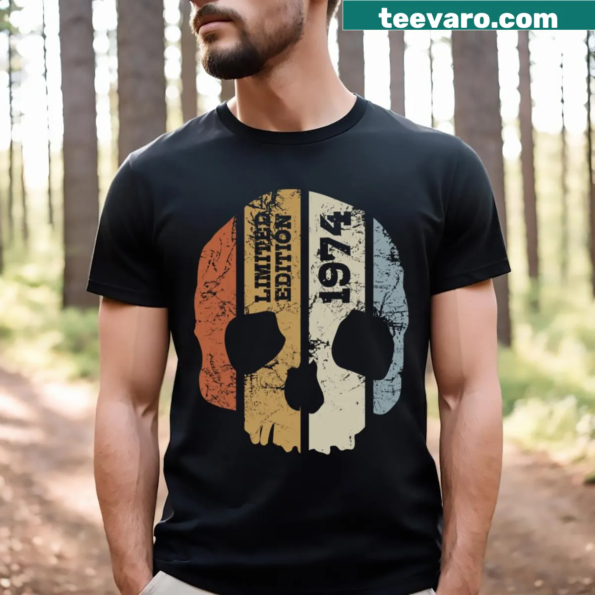 Vintage Skull T-shirt with 1974 graphic for birthday celebrations — on a men's t-shirt
