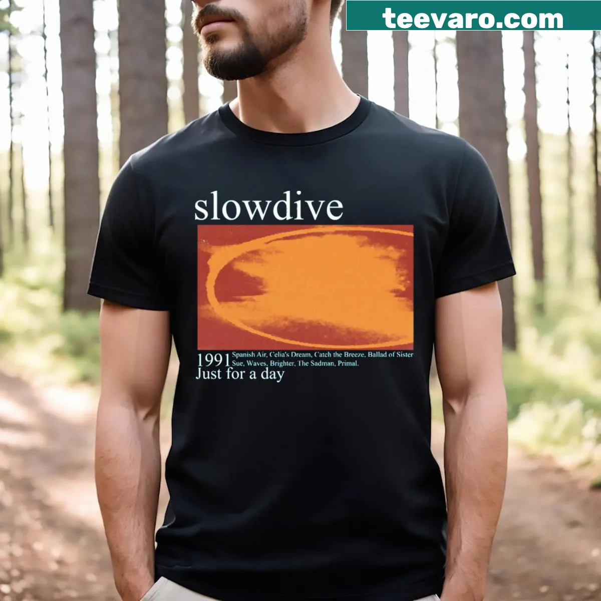 Vintage fanart t-shirt for Slowdive band — on a men's t-shirt