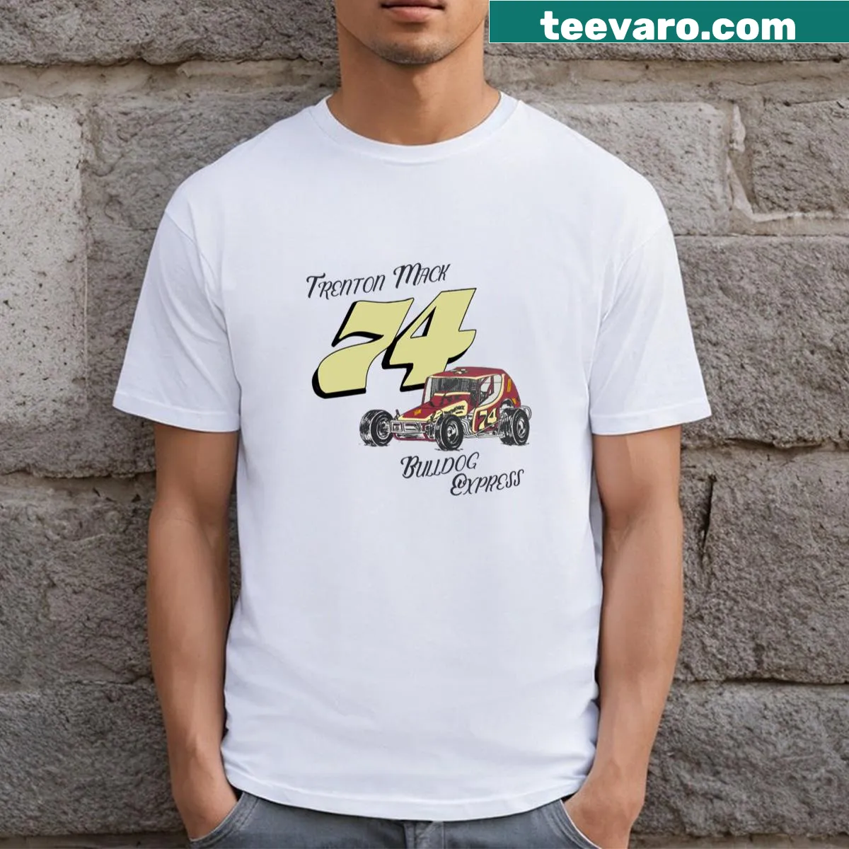 Vintage Trenton Mack Racing graphic t-shirt — on a men's t-shirt
