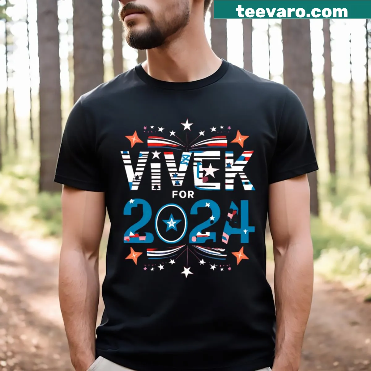 Political support tee featuring Vivek Ramaswamy's name and slogan — on a men's t-shirt