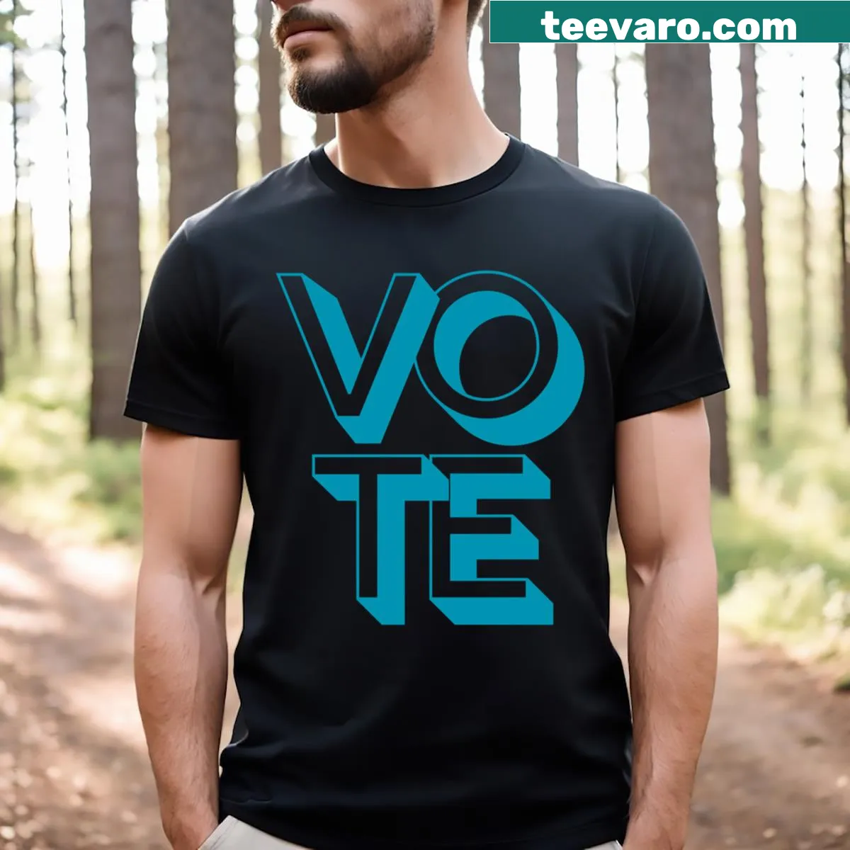 T-shirt promoting voting for all elections in 2024 — on a men's t-shirt