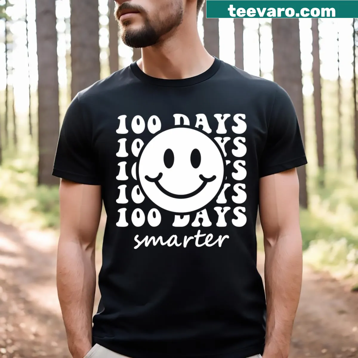 Celebratory T-shirt for 100 Days Smarter with educational themes — on a men's t-shirt