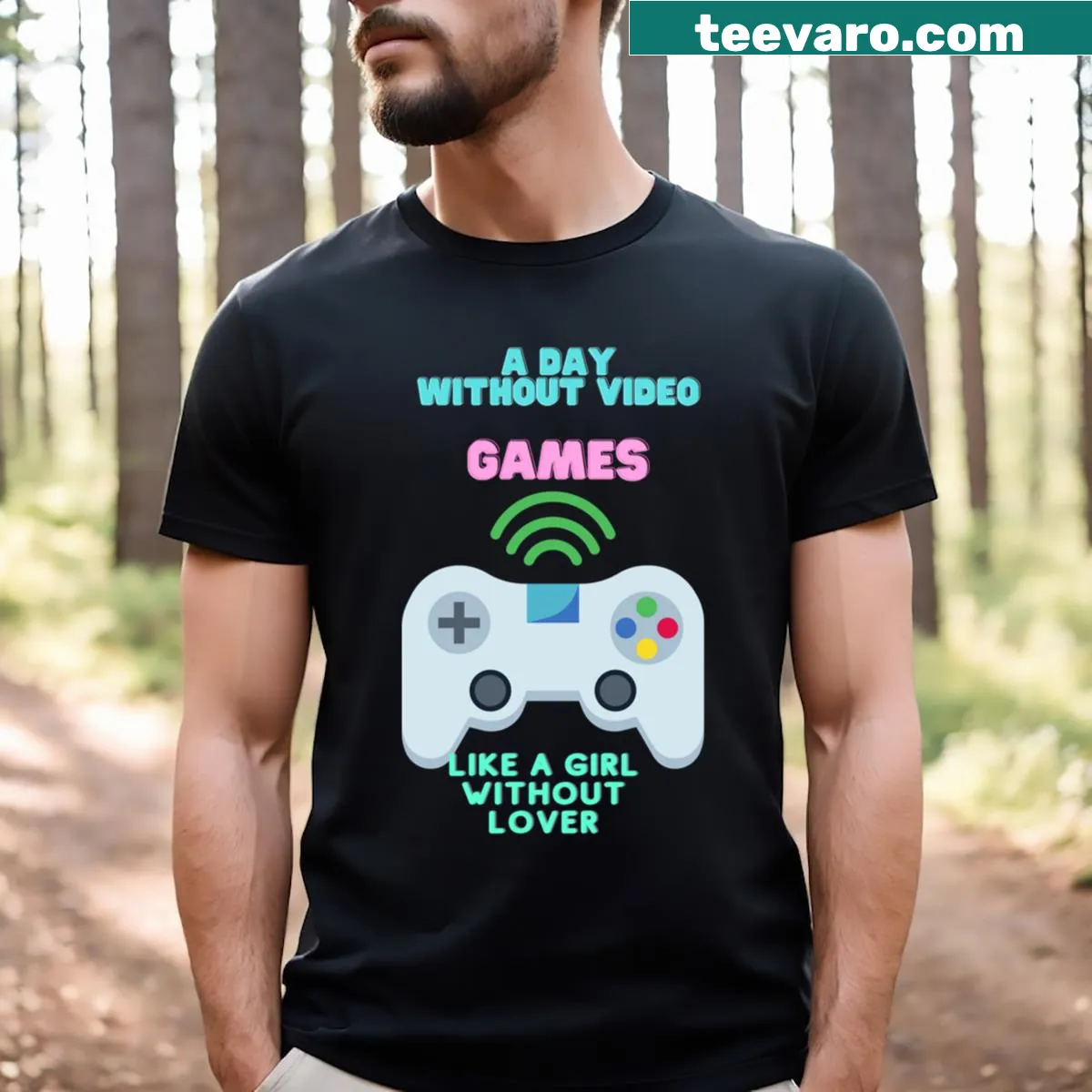 Humorous gamer T-shirt with a playful gaming quote. — on a men's t-shirt