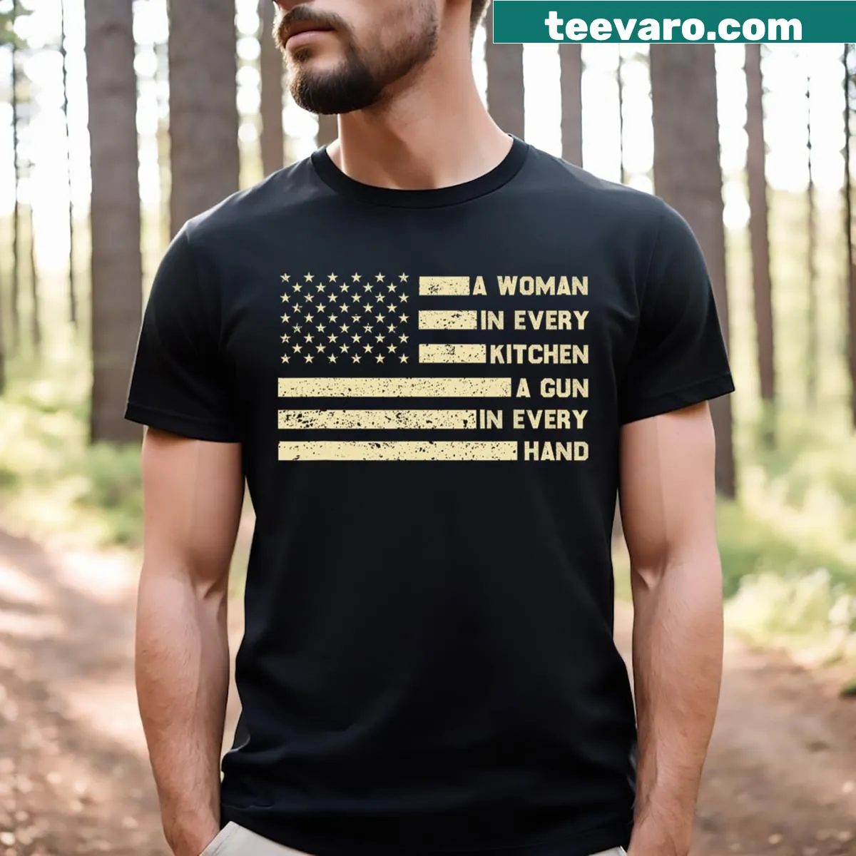 Funny text t-shirt about women and humor with men — on a men's t-shirt