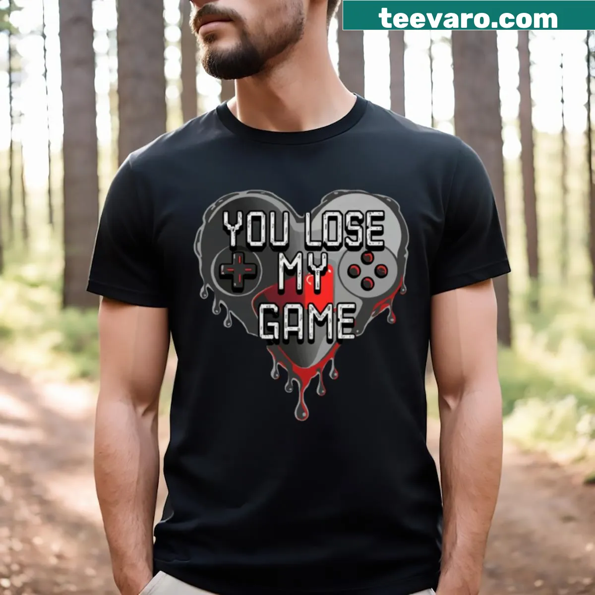 Graphic T-shirt with the phrase 'Loose My Game' in bold typography — on a men's t-shirt