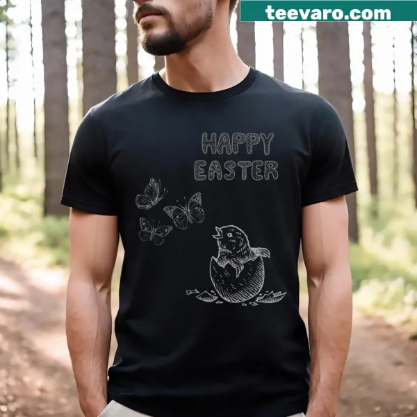 Artistically drawn Easter design with whimsical eggs on t-shirt