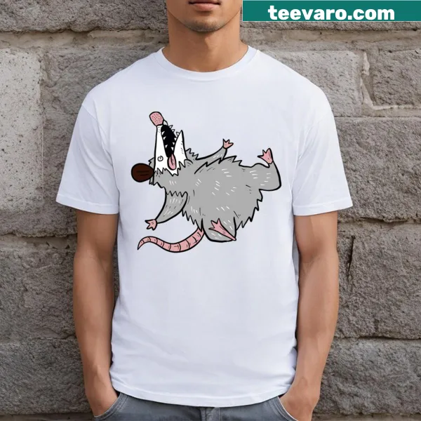 T-shirt with a funny cartoon of an opossum