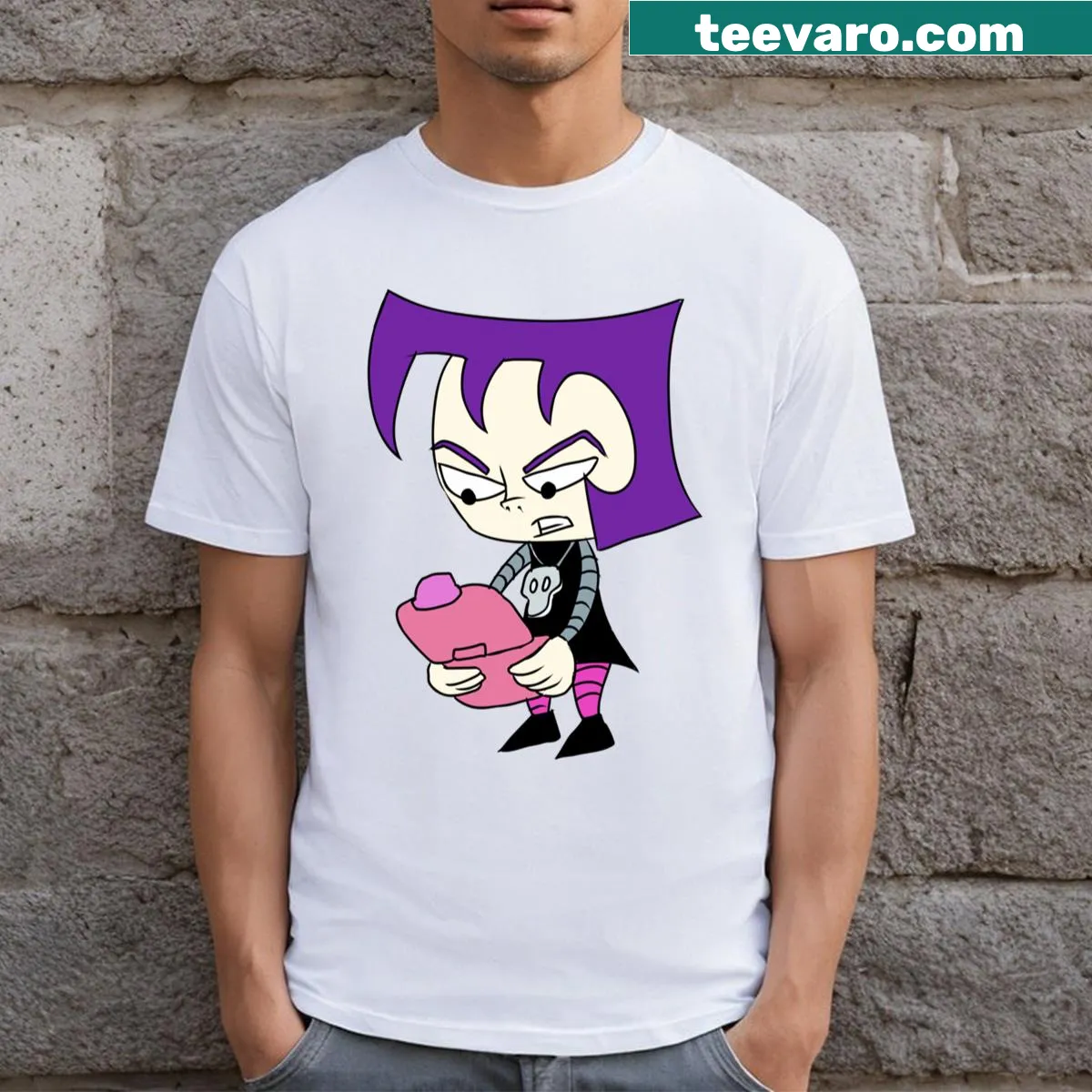 Gaz Invader Zim T-shirt featuring cartoon character — on a men's t-shirt