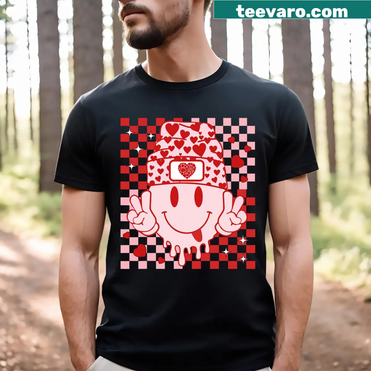 Groovy funny Valentine’s Day t-shirt for girls with playful graphics — on a men's t-shirt