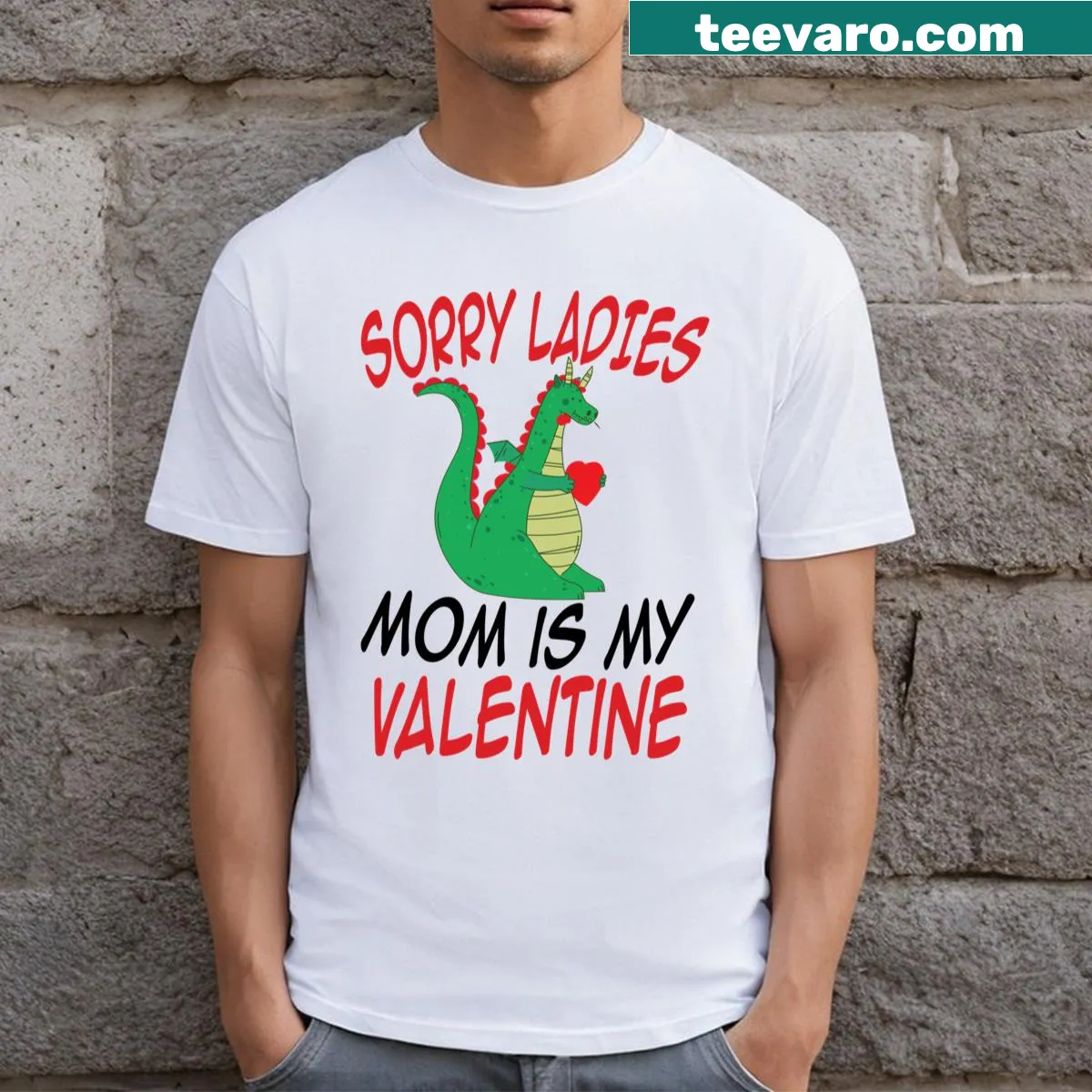 Valentine's Day t-shirt for dinosaur-loving moms — on a men's t-shirt