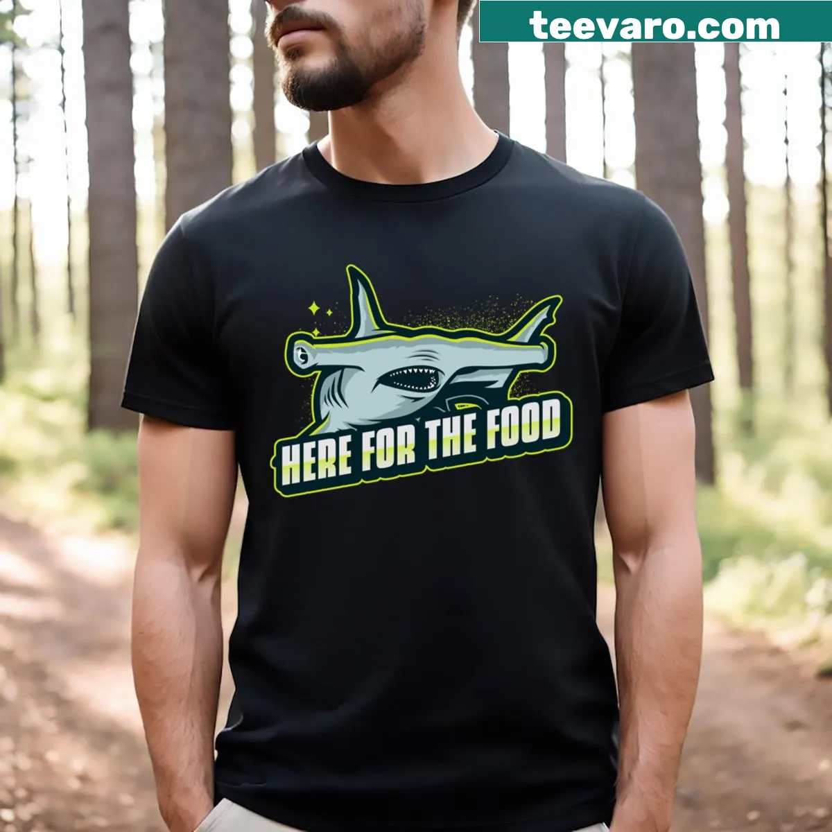 Humorous food lover t-shirt with witty quote — on a men's t-shirt