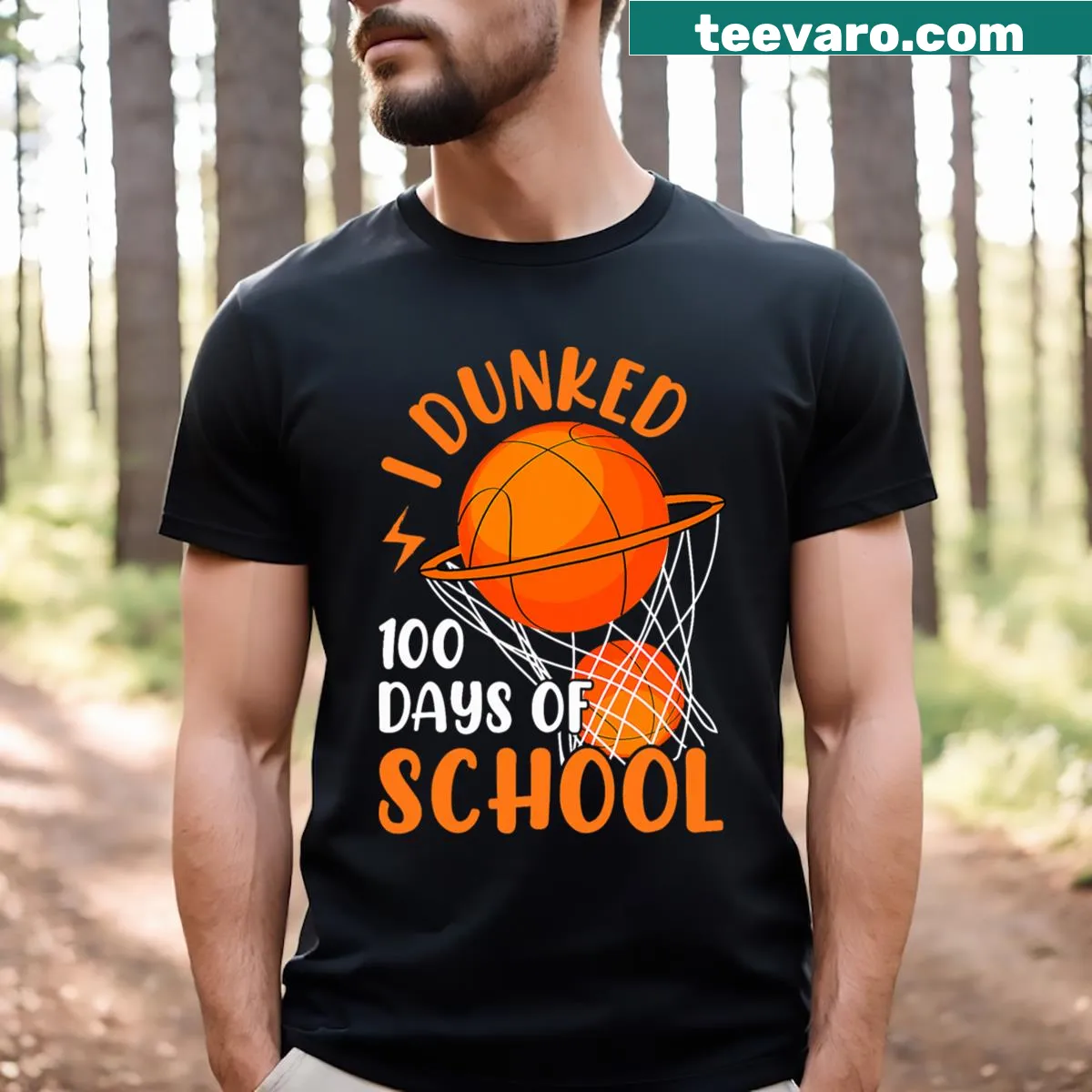 Text design celebrating 'I Dunked 100 Days Of School' on a boy's T-shirt. — on a men's t-shirt