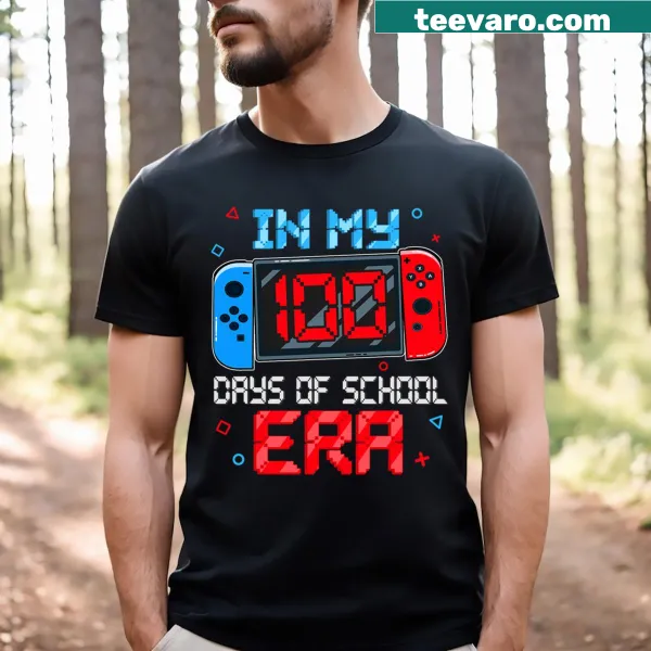 T-shirt for boys with 'In My 100 Days Of School Era' and gaming graphics