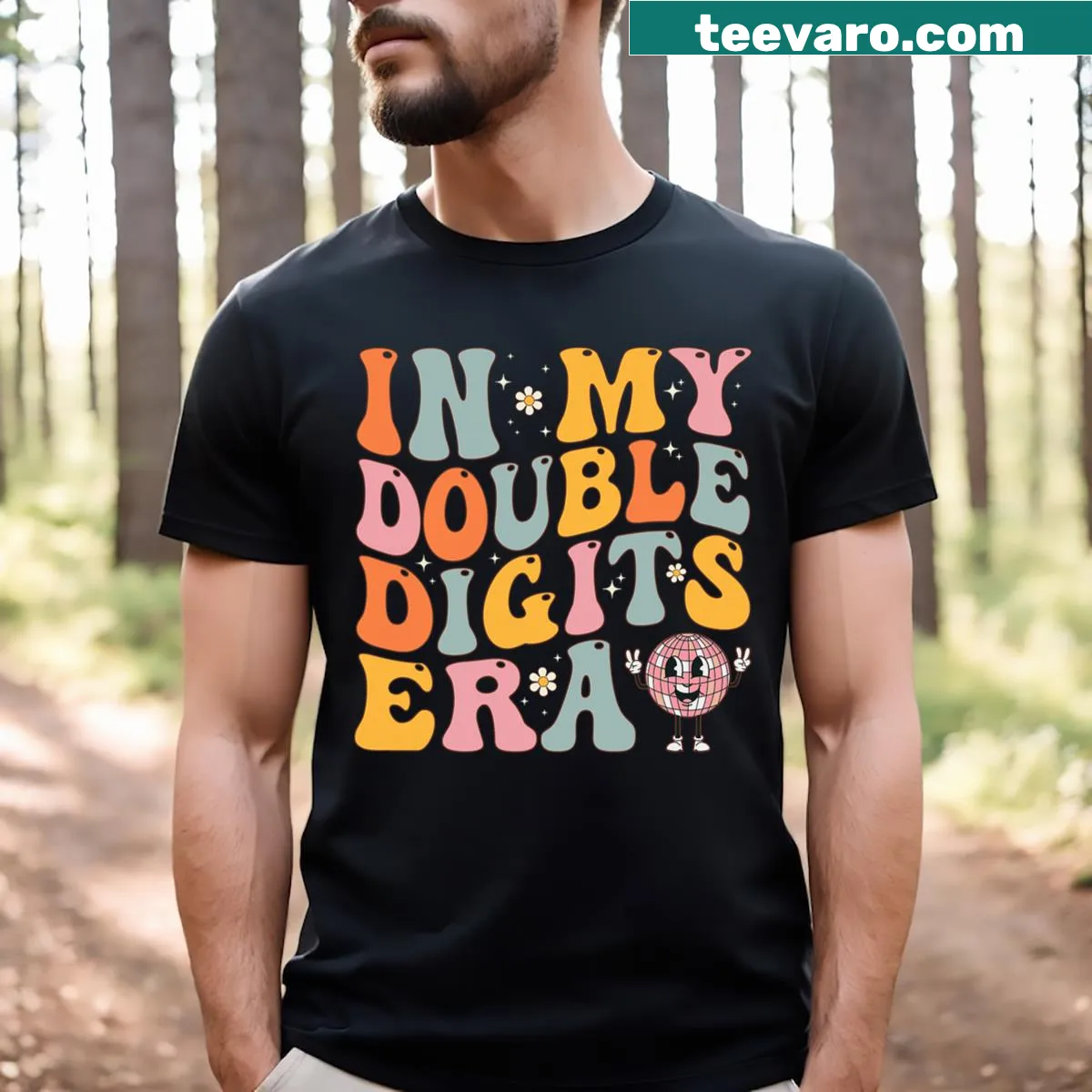 Birthday t-shirt for girls with 'In My Double Digits Era' — on a men's t-shirt