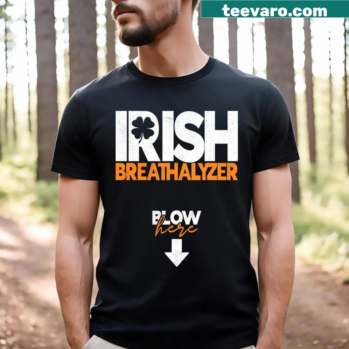 Funny St. Patrick's Day t-shirt with breathalyzer graphic — on a men's t-shirt