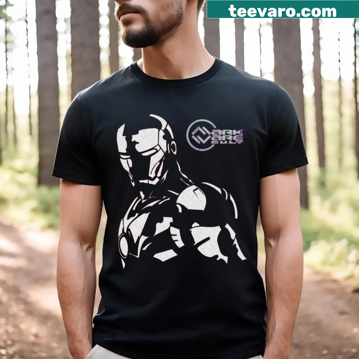 Tribute t-shirt featuring an illustration of Ironman — on a men's t-shirt