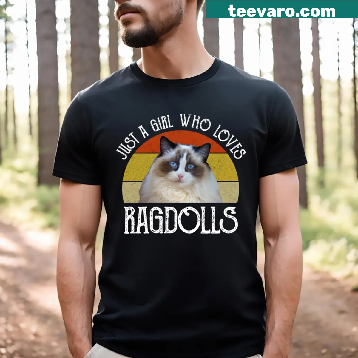 T-shirt featuring ragdoll cat illustrations for kids — on a men's t-shirt