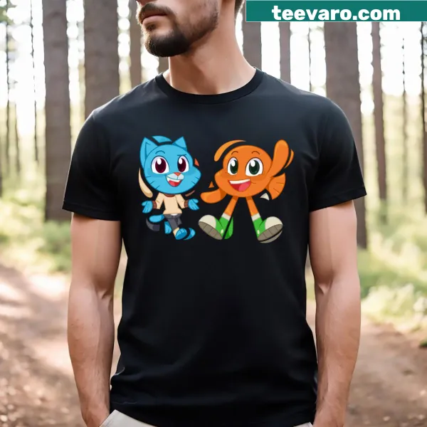 Cute illustration of a kitty and fish for kids' T-shirt