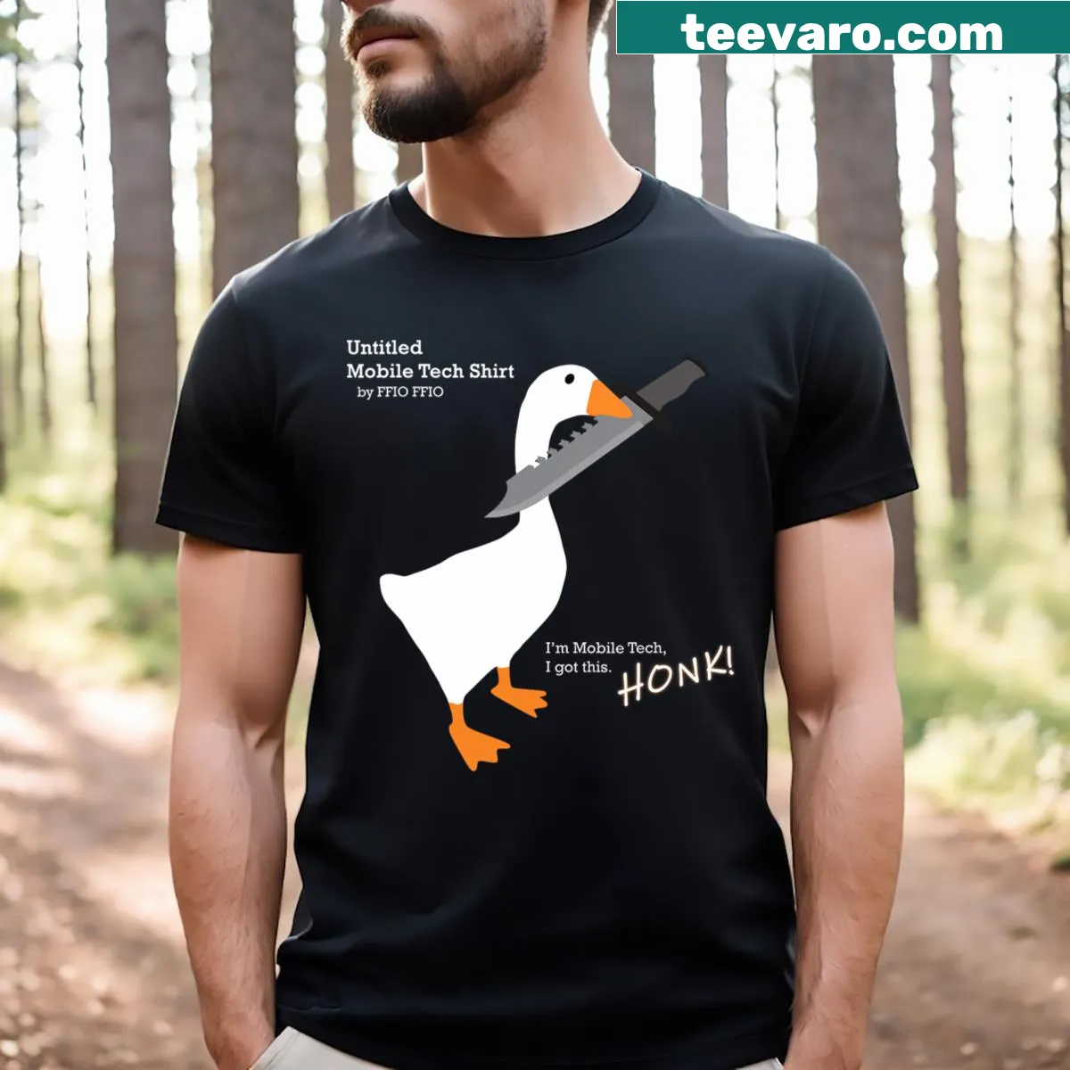 T-shirt featuring bold mobile tech design for 2024 — on a men's t-shirt