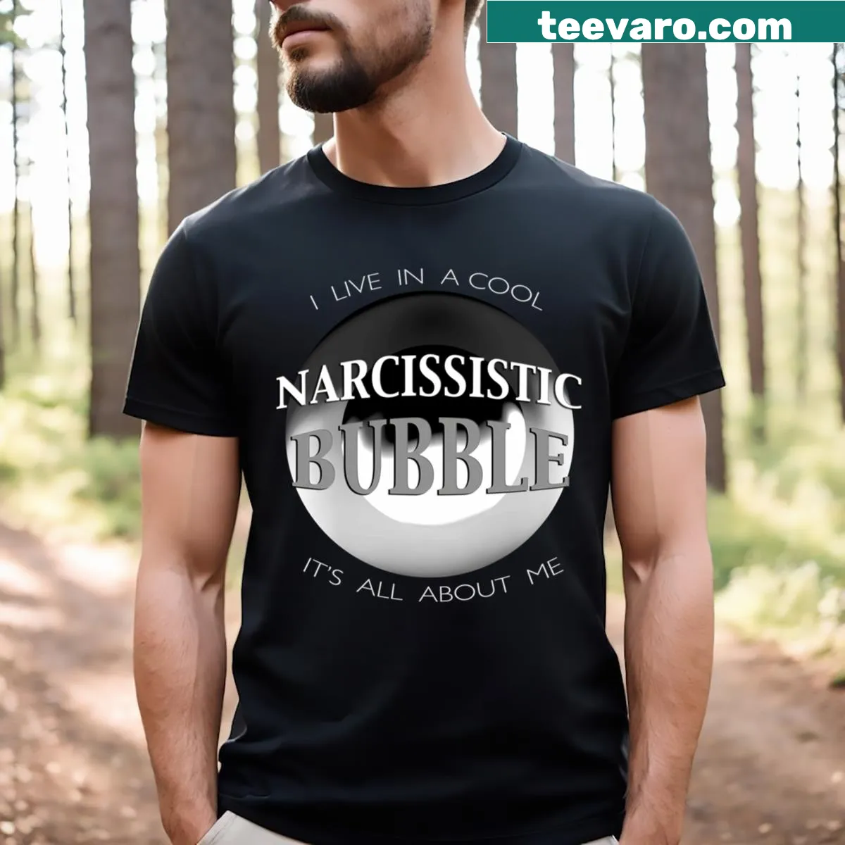 Typographic design t-shirt featuring a bubble with a thought-provoking phrase — on a men's t-shirt