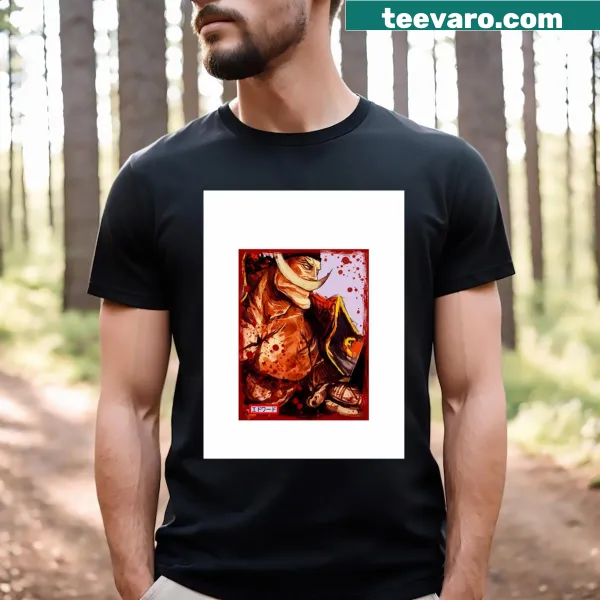 Edward from One Piece in a graphic illustration on a t-shirt