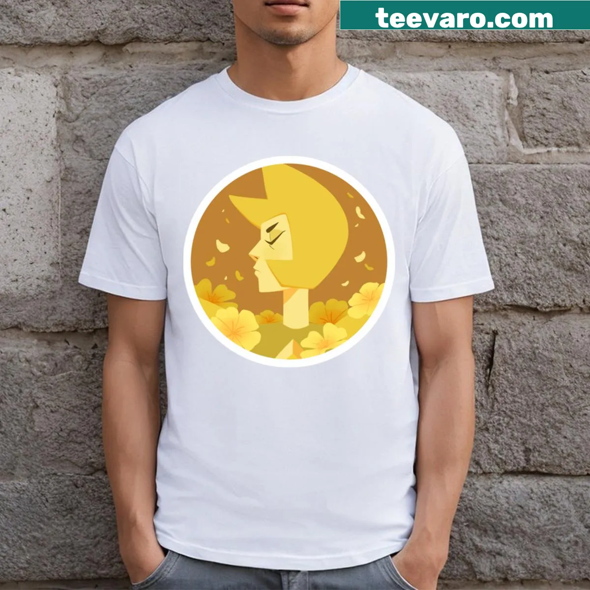 Diamond portrait design t-shirt with abstract shapes — on a men's t-shirt