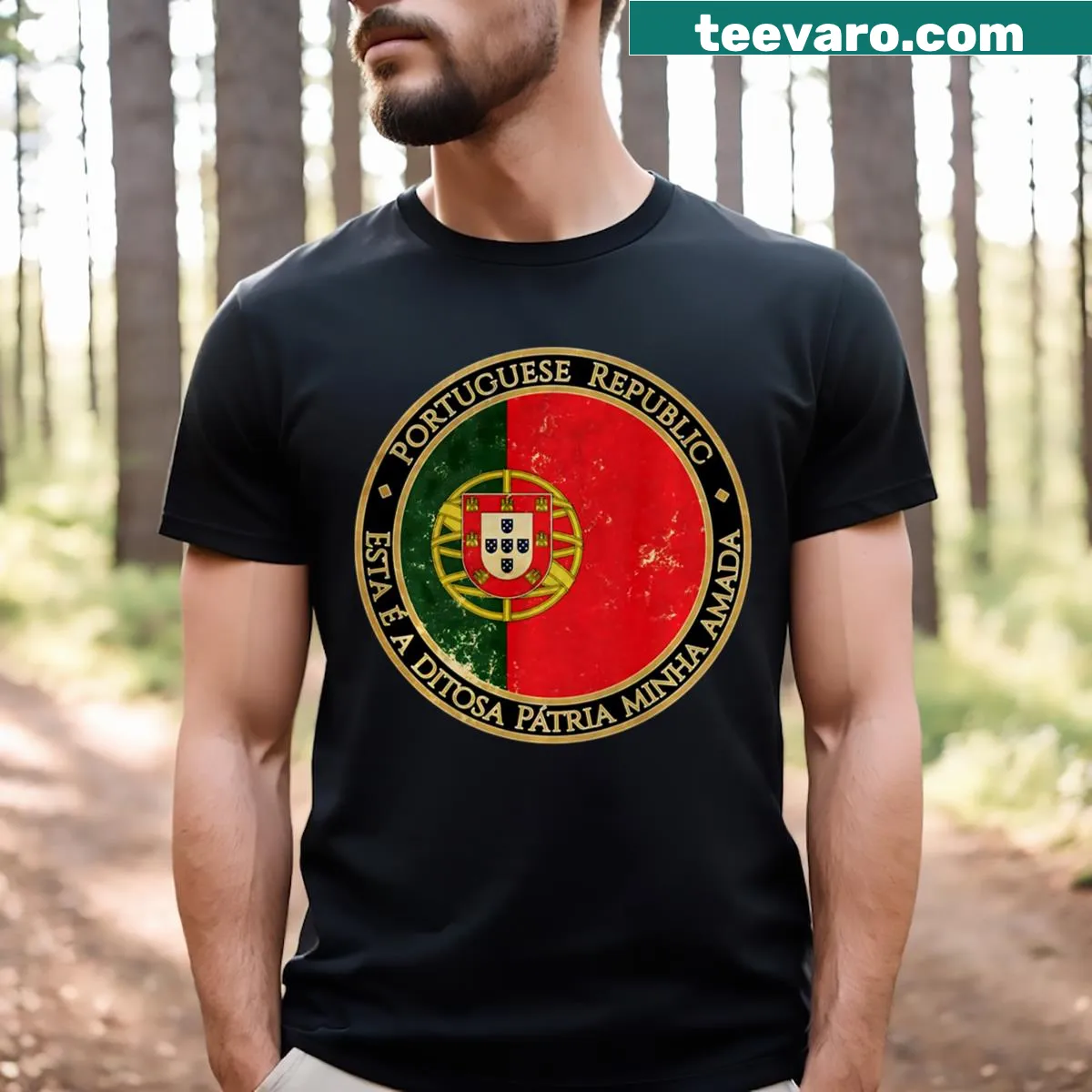 Graphic tee showcasing pride for Portugal with bold typography — on a men's t-shirt