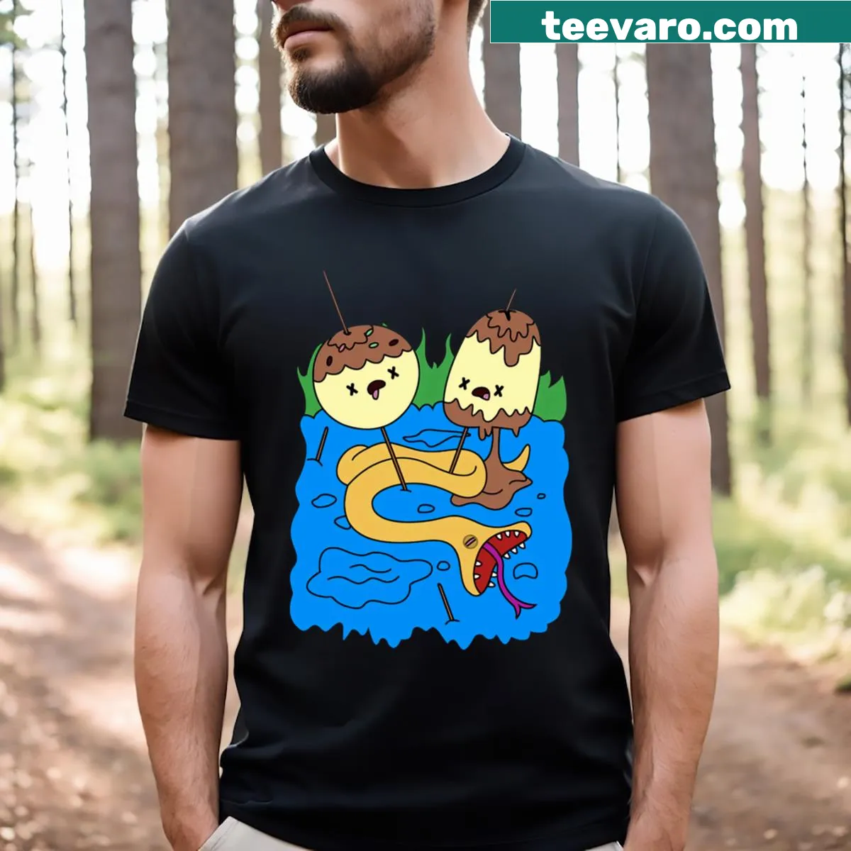 Adventure Time T-shirt featuring Princess Bubblegum illustration — on a men's t-shirt