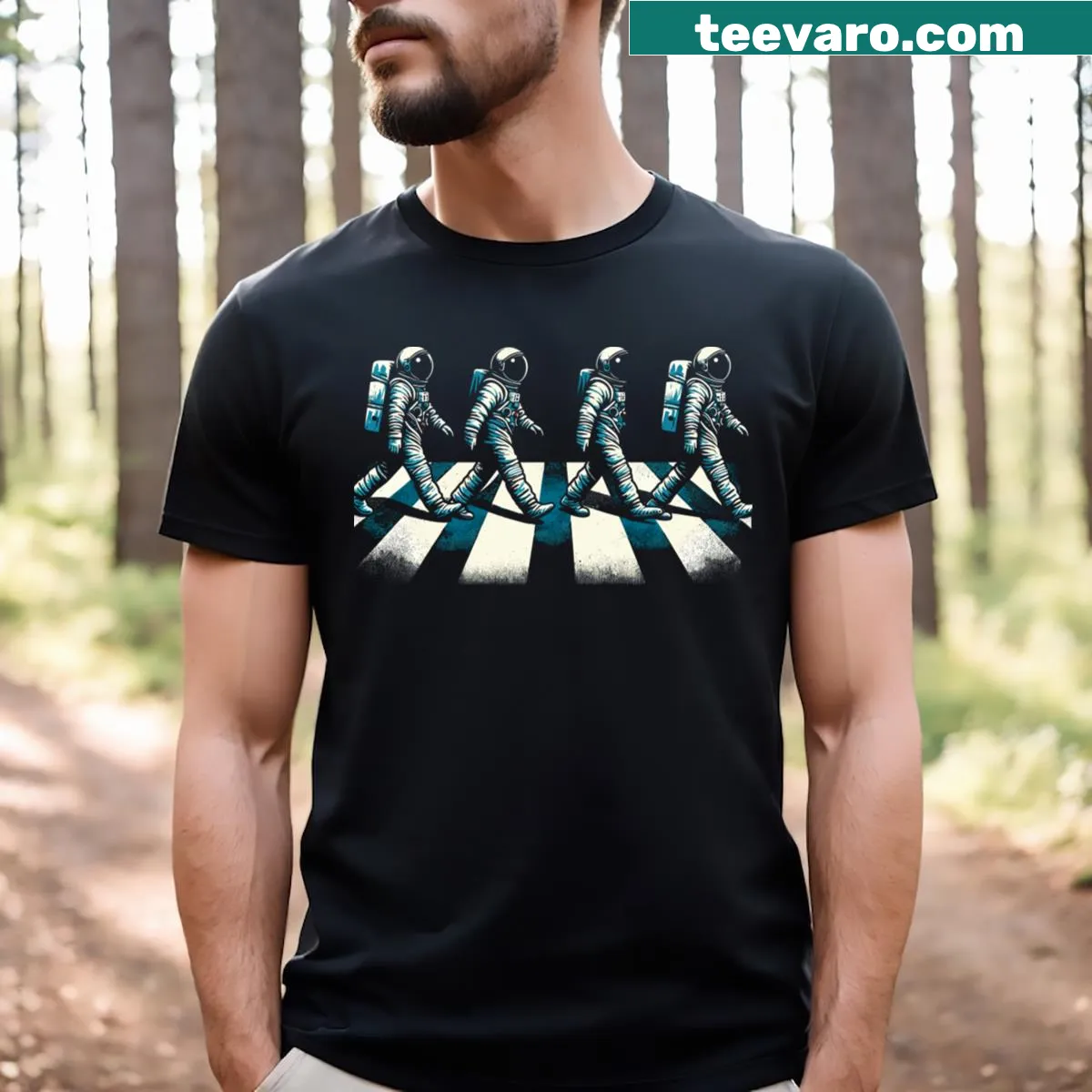 Funny t-shirt featuring a playful astronaut design in outer space — on a men's t-shirt