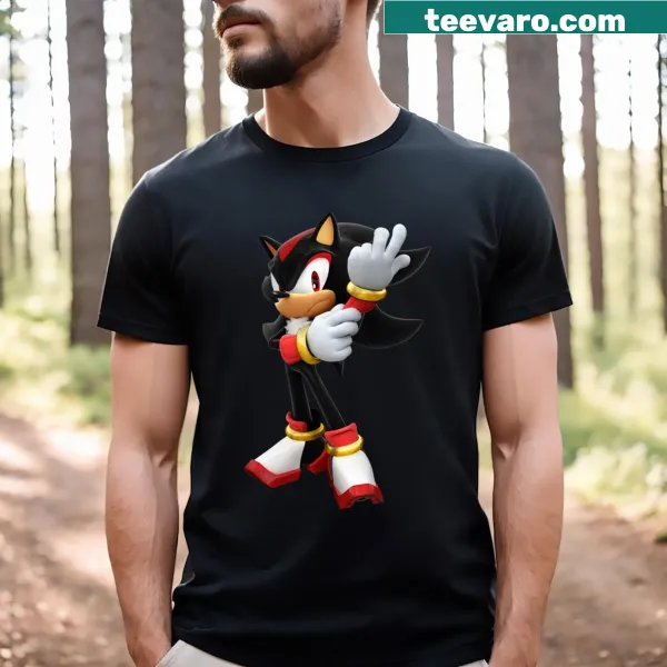 Graphic of Shadow the Hedgehog on a t-shirt
