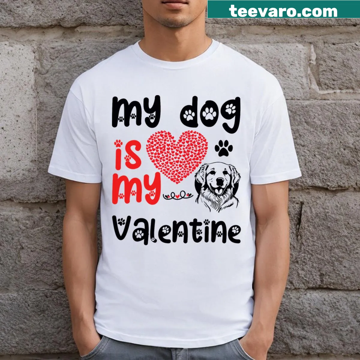 Funny quote Valentine's Day t-shirt for dog lovers — on a men's t-shirt