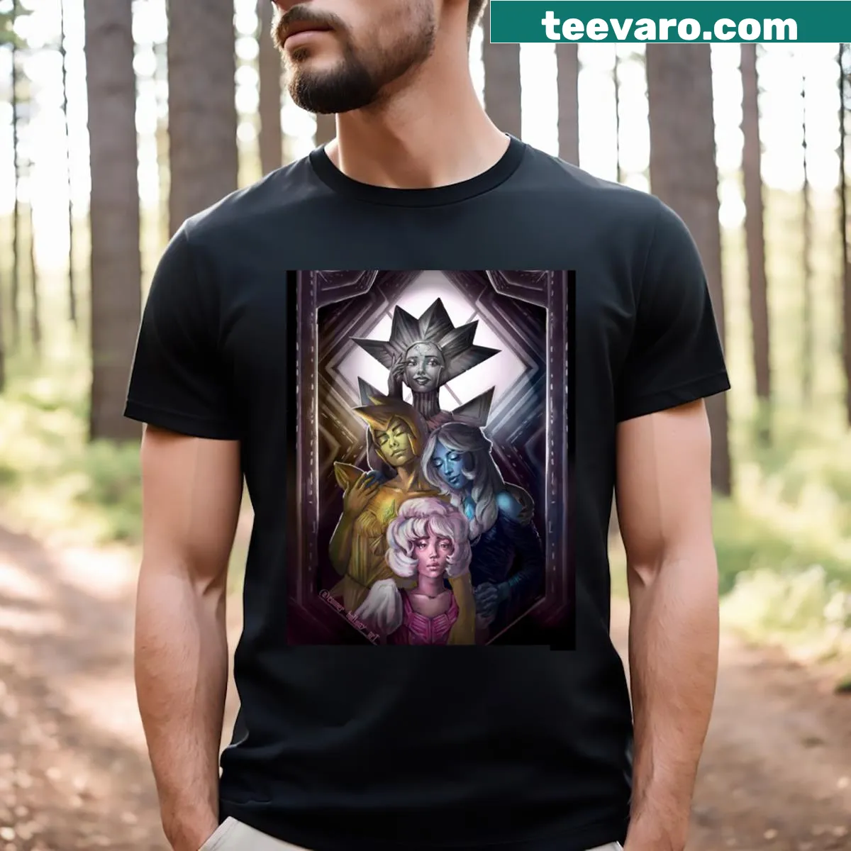 Minimalist diamond pattern long t-shirt — on a men's t-shirt