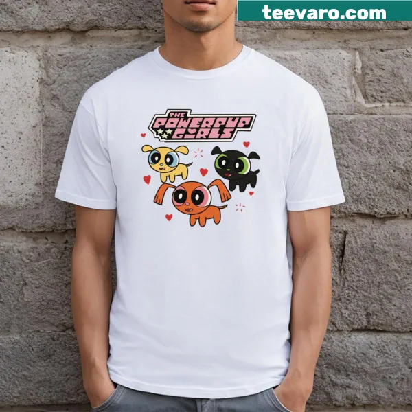 Cartoon T-shirt featuring The Powerpup Girls graphics
