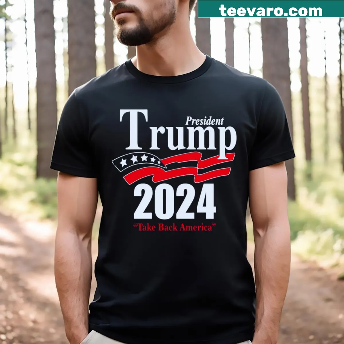 Patriotic t-shirt with the phrase 'Take Back America' inspired by Trump — on a men's t-shirt