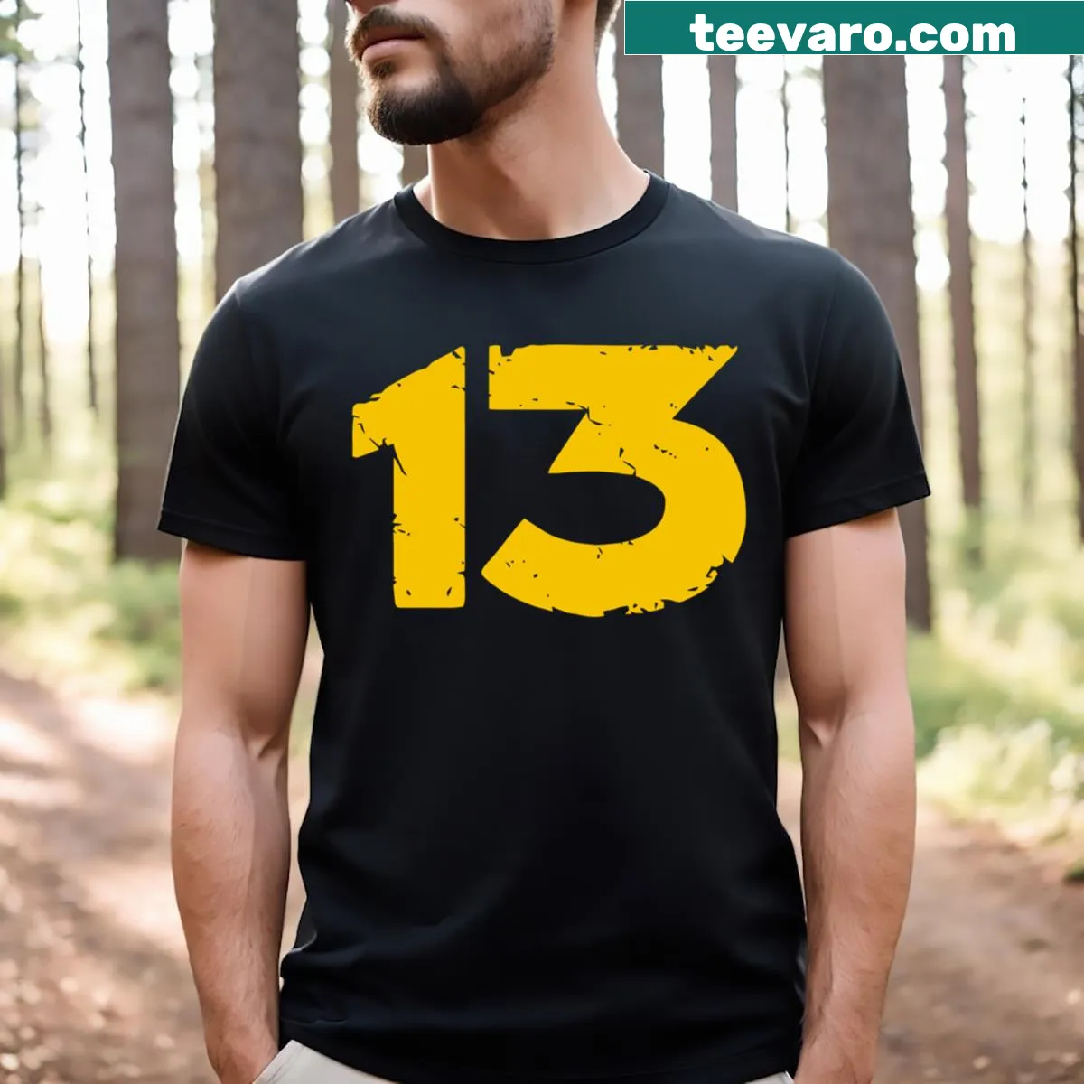 Minimalist graphic of Vault 13 on a casual tee — on a men's t-shirt