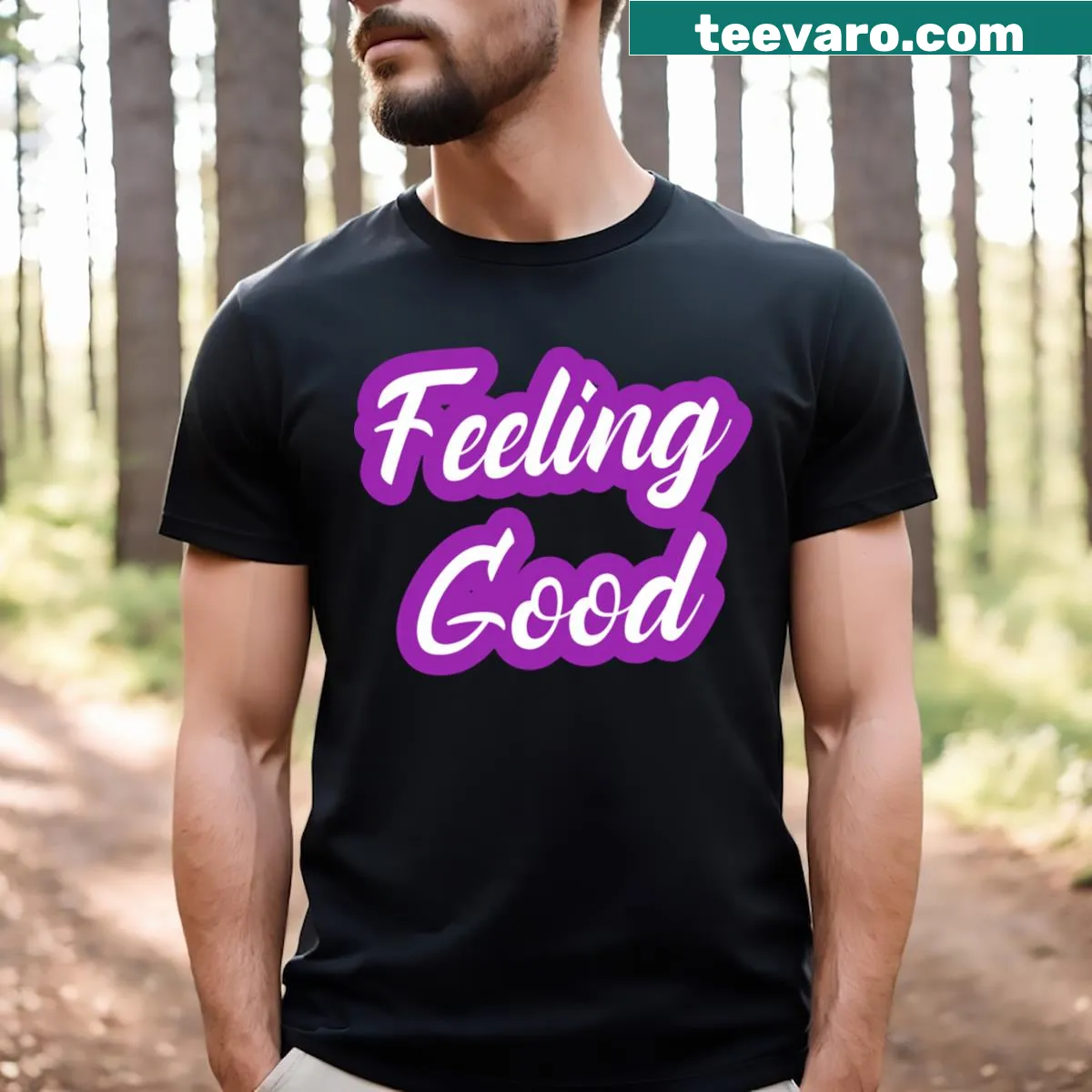 Inspirational t-shirt with the text 'Vibes The Art Of Feeling Good' — on a men's t-shirt