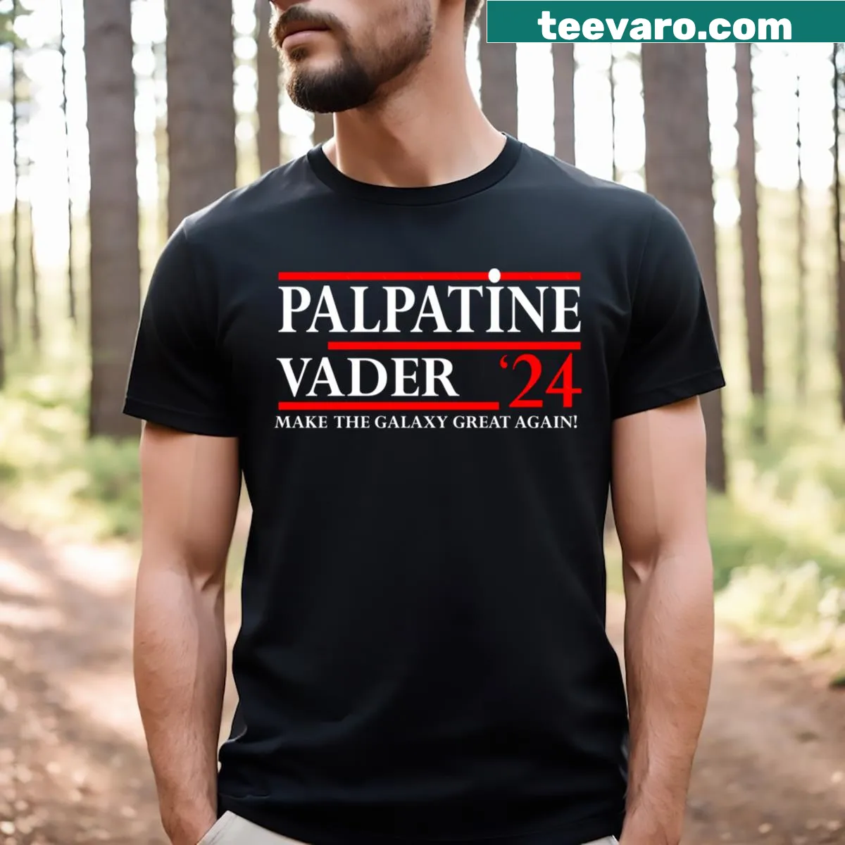 Vote Palpatine Vader graphic on T-shirt — on a men's t-shirt
