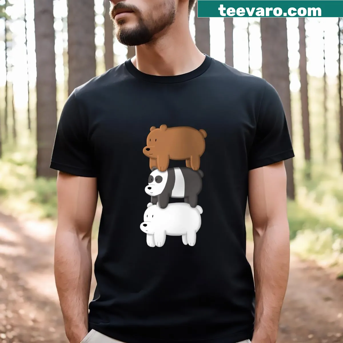 T-shirt featuring cartoon bears from We Bare Bears — on a men's t-shirt