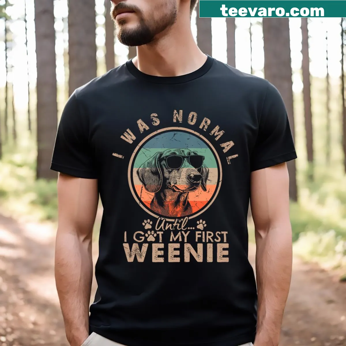 Funny dachshund graphic Christmas t-shirt for dog owners — on a men's t-shirt
